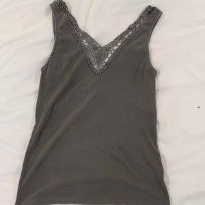 BOHO Gray tank top with gray crochet detailing